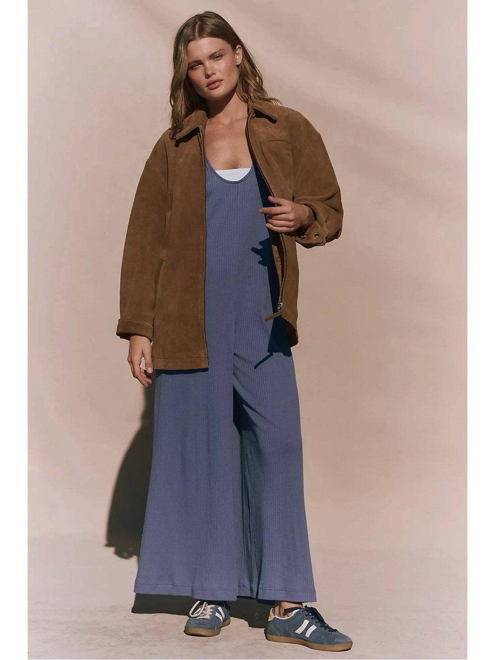 Free People Bohemian Zena One Piece Wide Leg Jumpsuit Periwinkle Blue Medium NWT - Picture 4 of 11